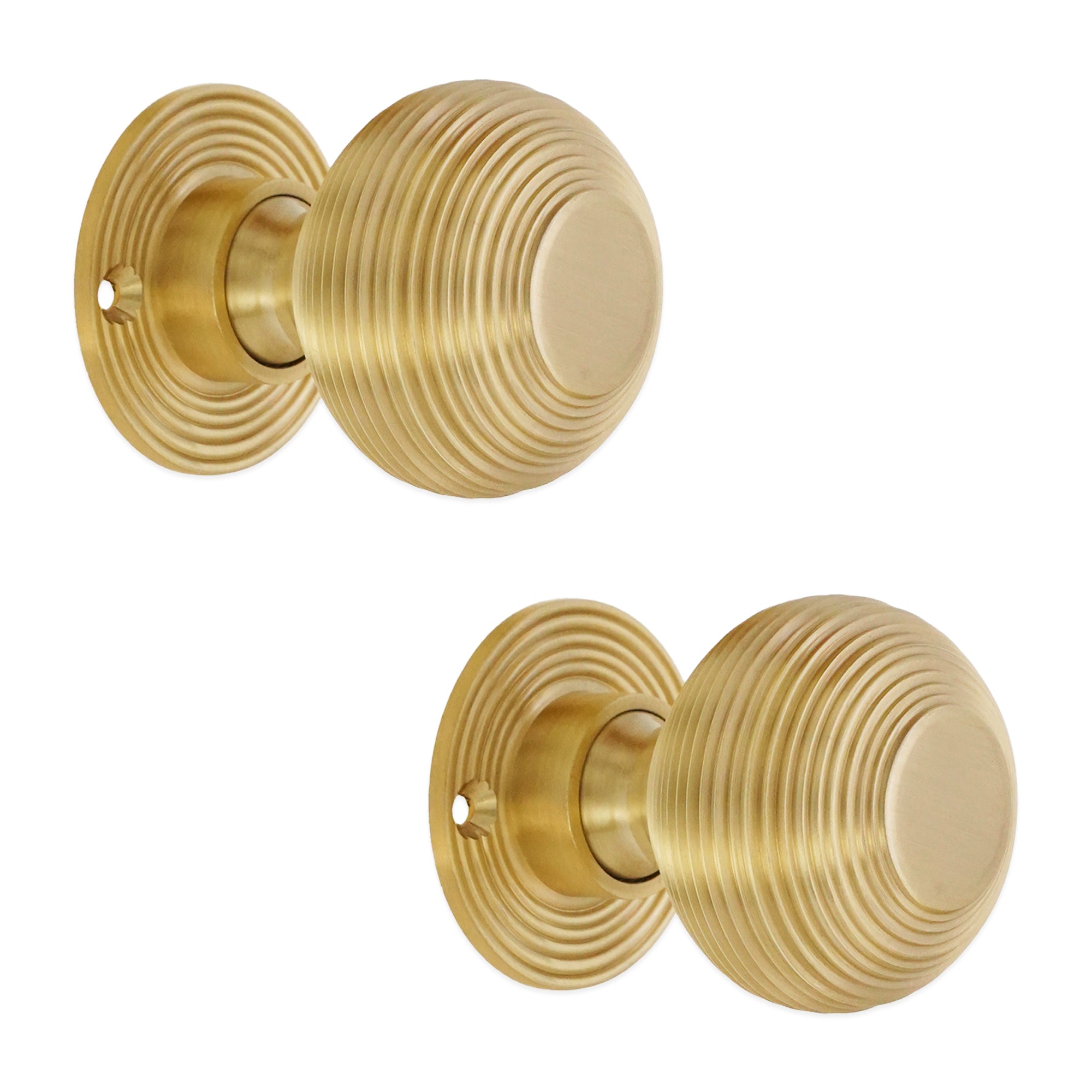 Beehive 50mm Mortice/Rim Door Knob Satin Brass