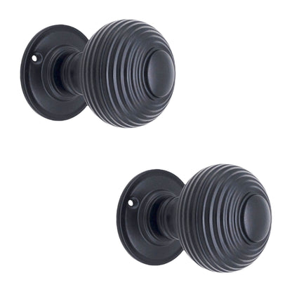 Beehive Large 60mm Mortice Door Knob Matt Black