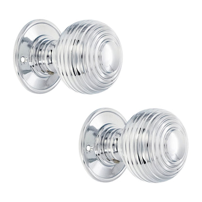 Beehive Large 60mm Mortice Door Knob Polished Chrome