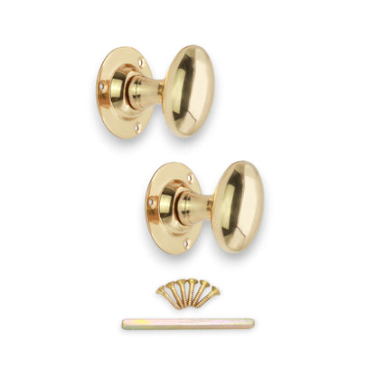 Oval Mortice Door Knob Polished Brass
