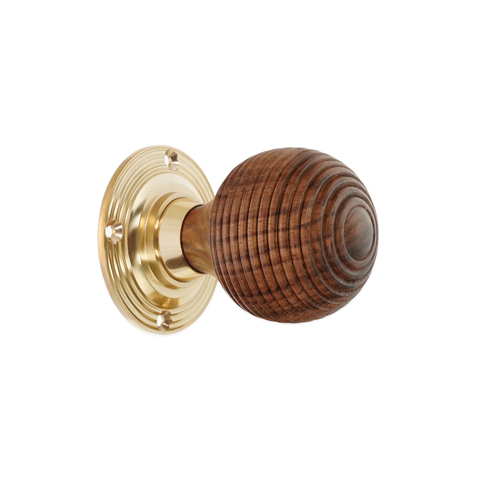 Rosewood Beehive Rim/Mortice Door Knob Polished Brass
