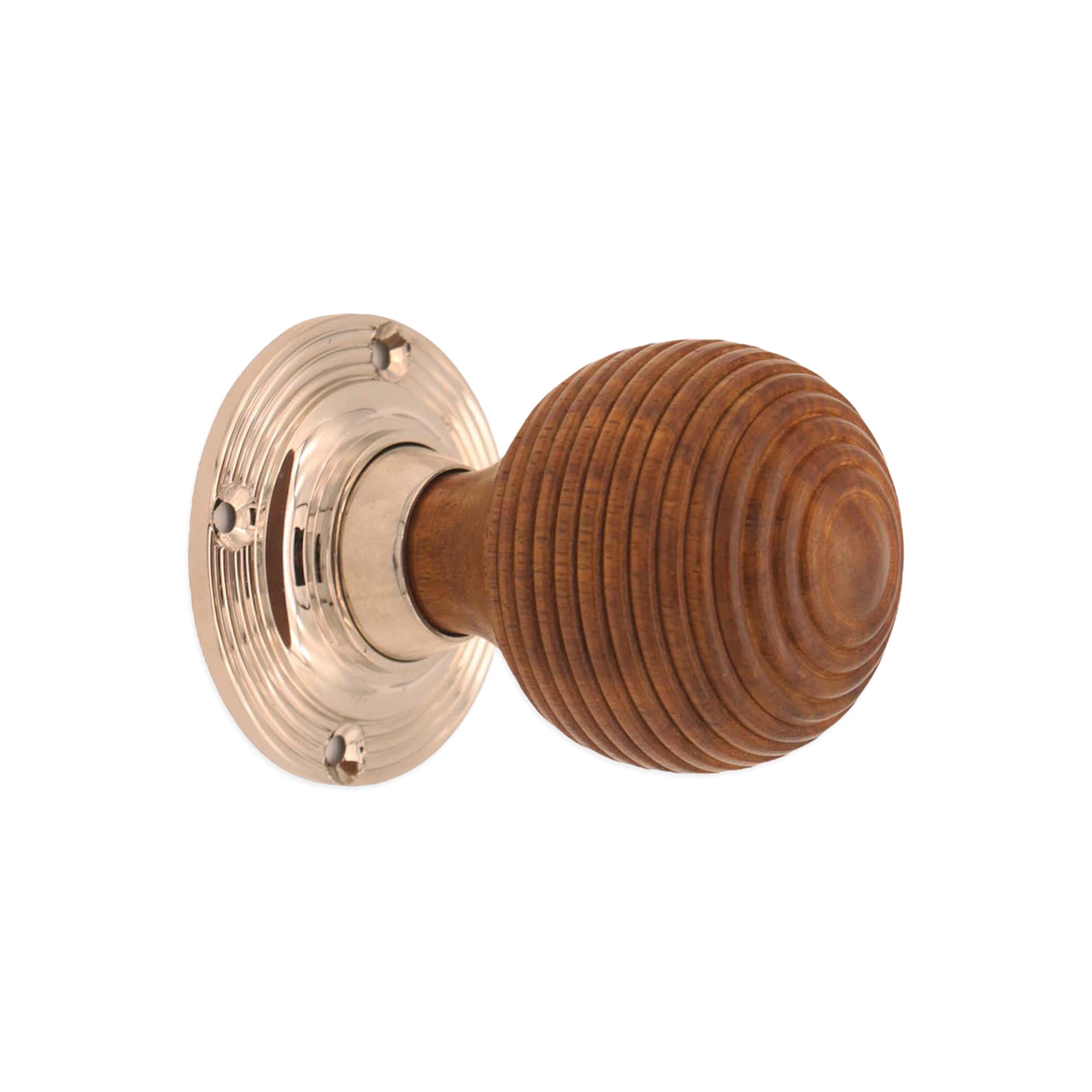 Rosewood Beehive Rim/Mortice Door Knob Polished Nickel