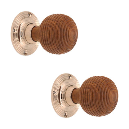 Rosewood Beehive Rim/Mortice Door Knob Polished Nickel