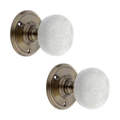 Crackled Porcelain Mortice Door Knob Antique Brass