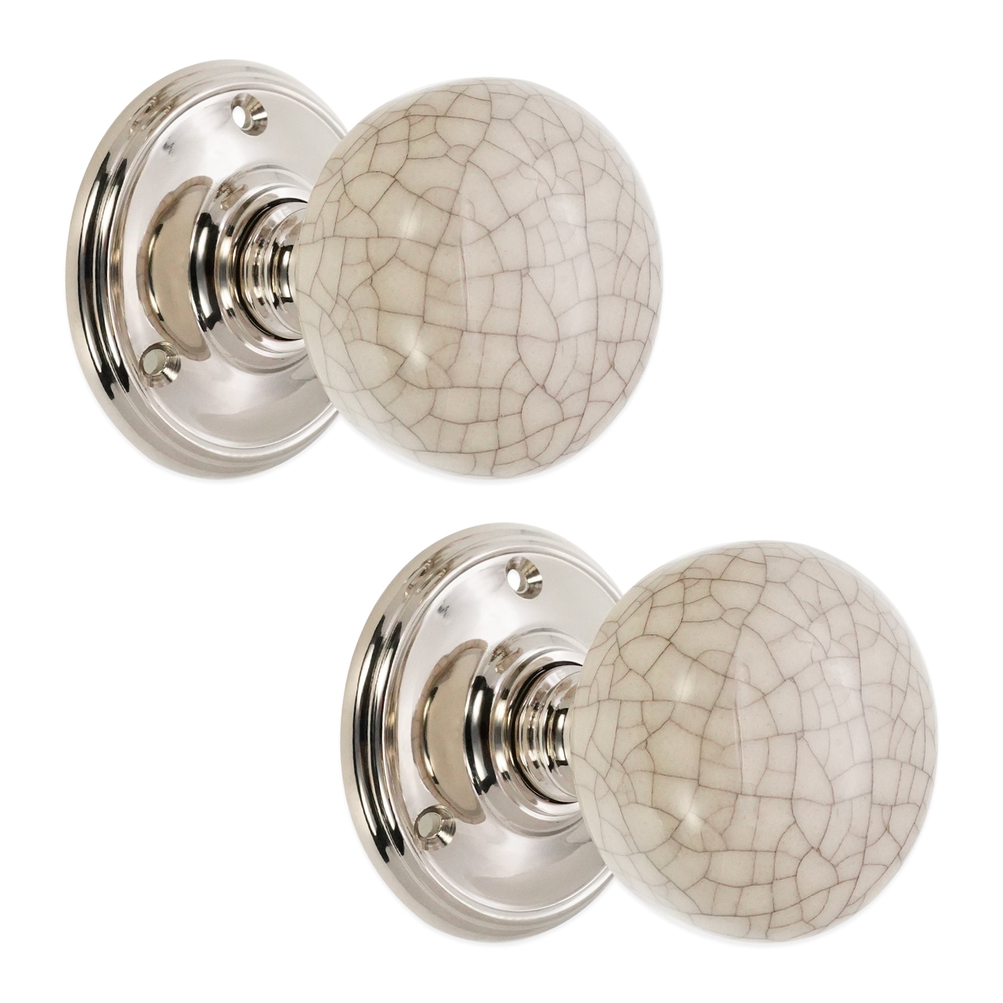 Crackled Porcelain Mortice Door Knob Polished Nickel