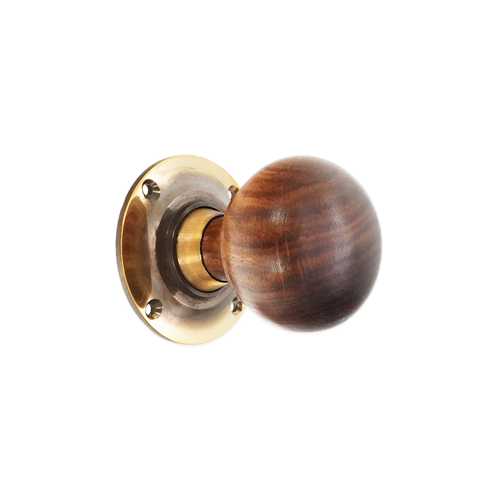 Rosewood Bun Rim/Mortice Door Knob Aged Brass