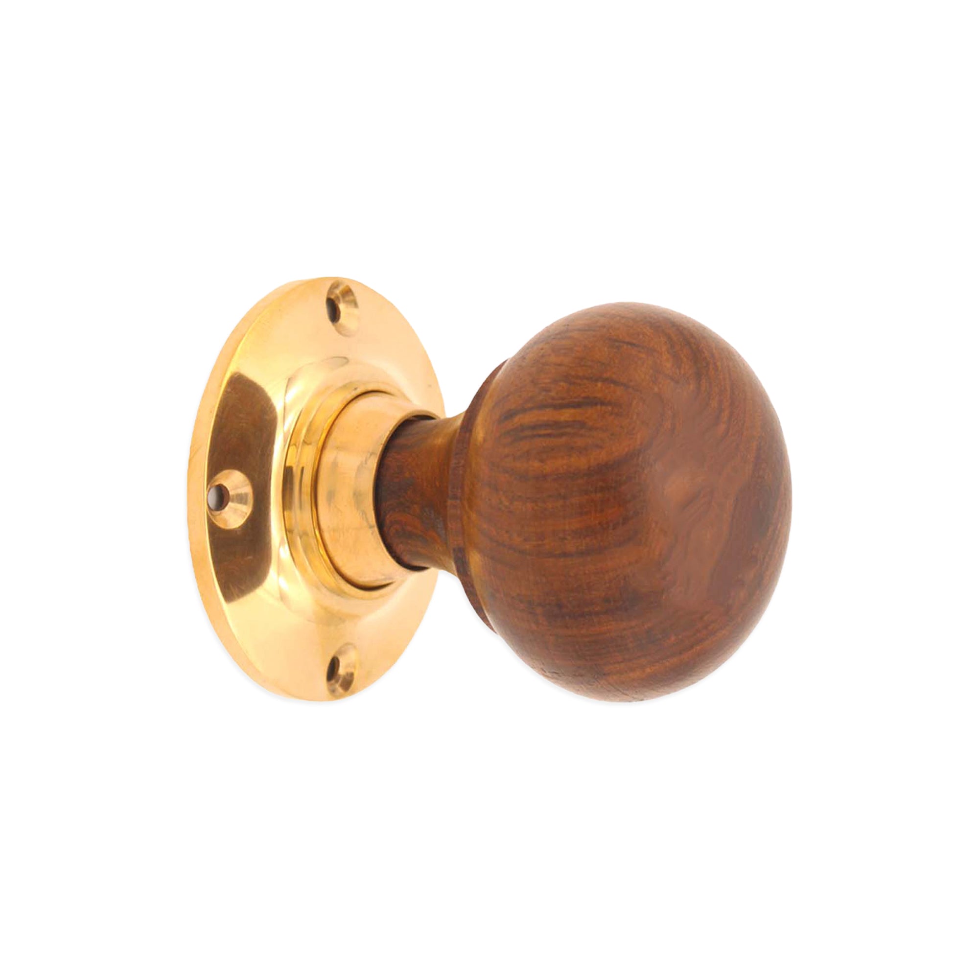 Rosewood Bun Rim/Mortice Door Knob Polished Brass