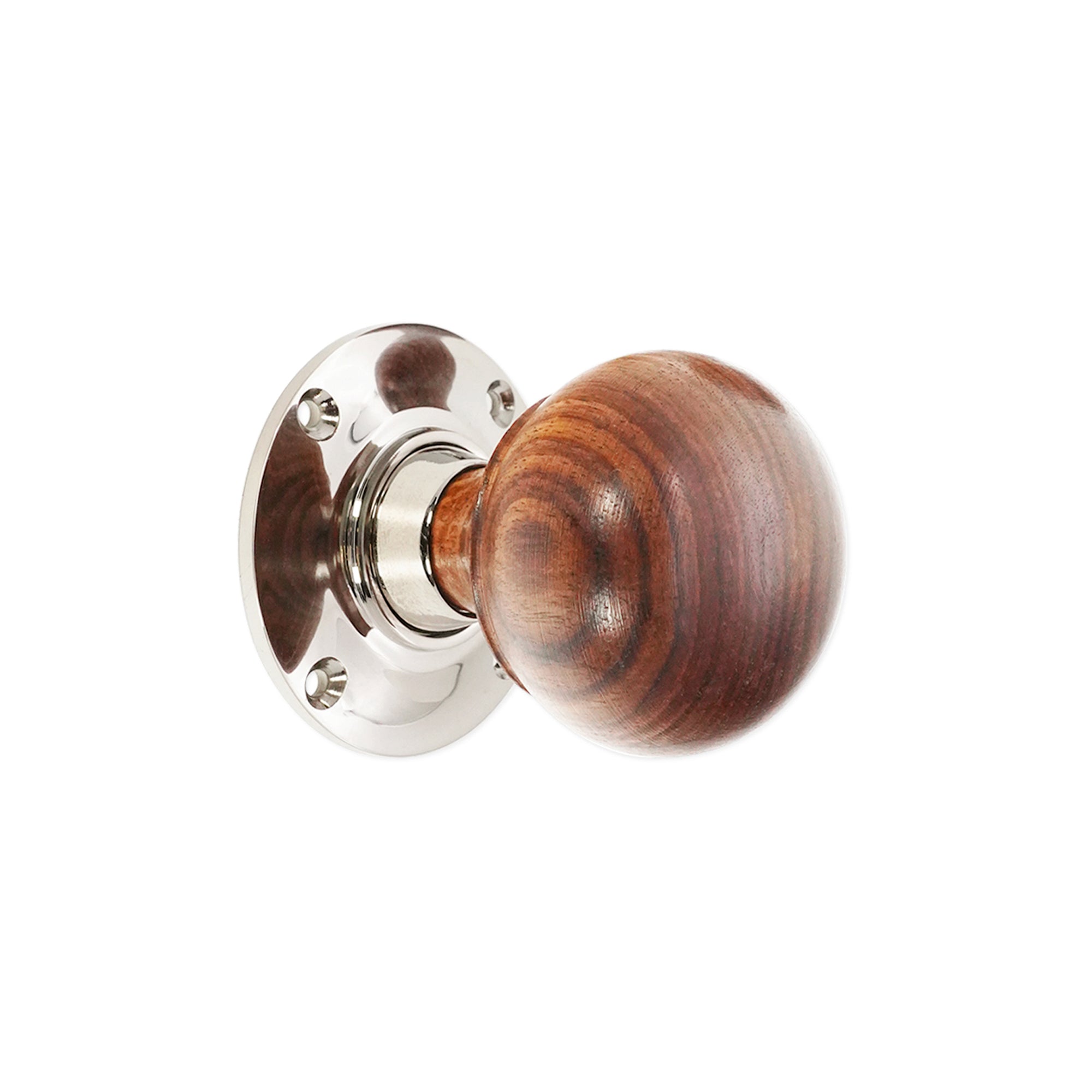 Rosewood Bun Rim/Mortice Door Knob Polished Nickel