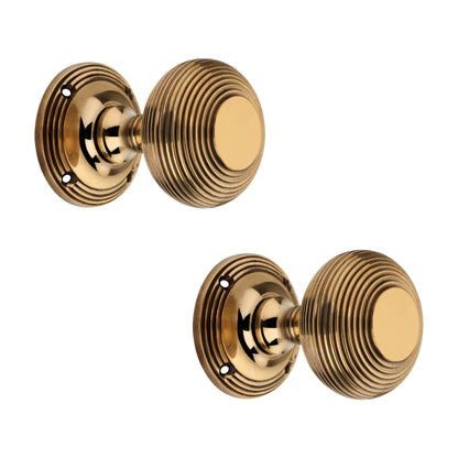 Beehive Door Knob 55mm Aged Brass