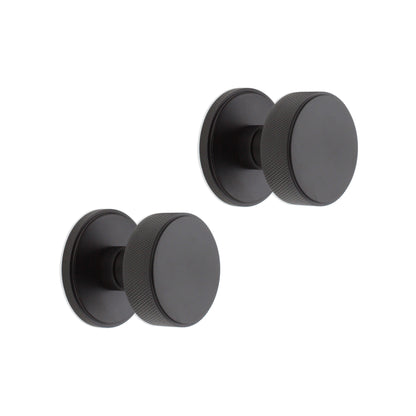 Connaught Knurled Door Knob Matt Black