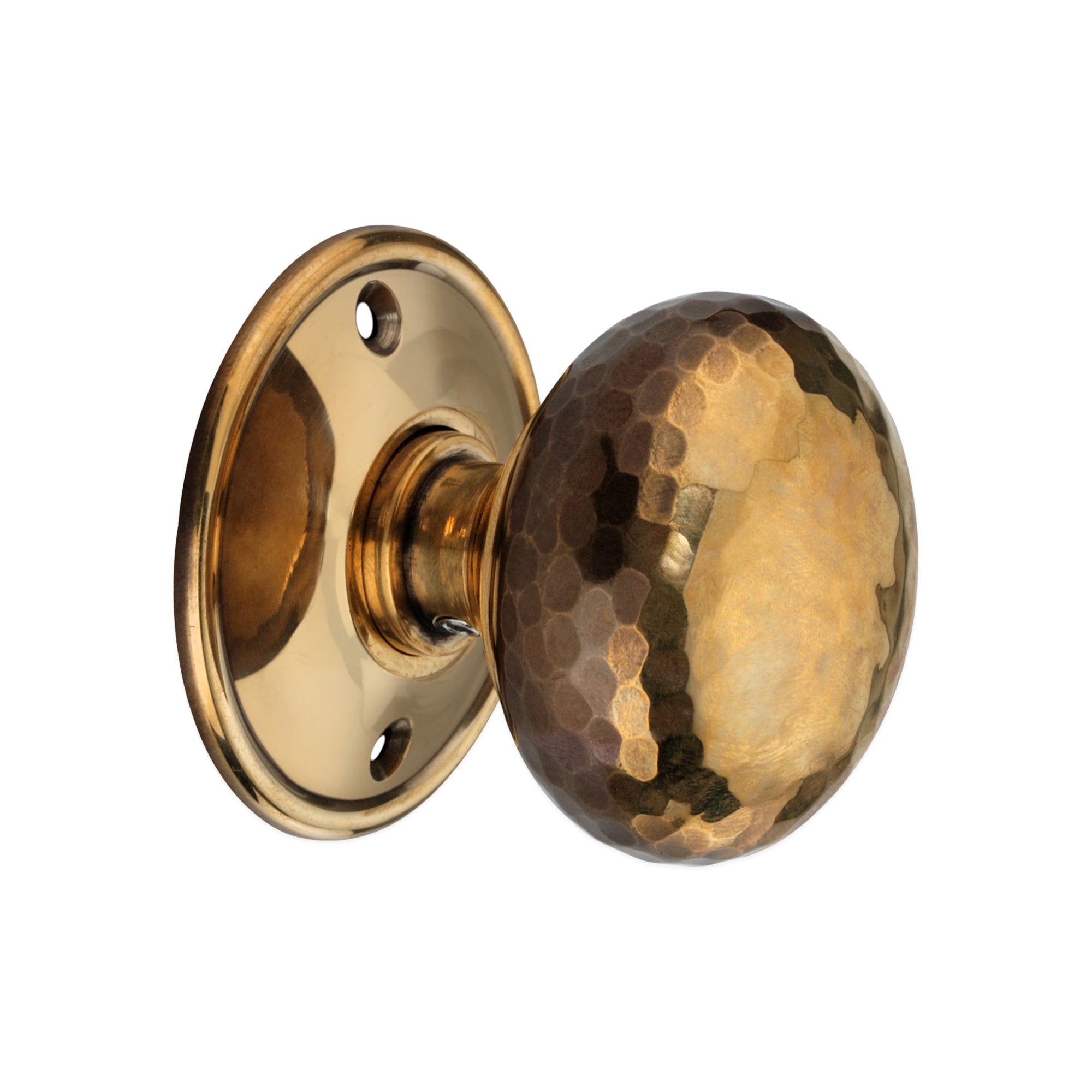 Hammered Cottage Large Mortice/Rim Door Knob Aged Brass