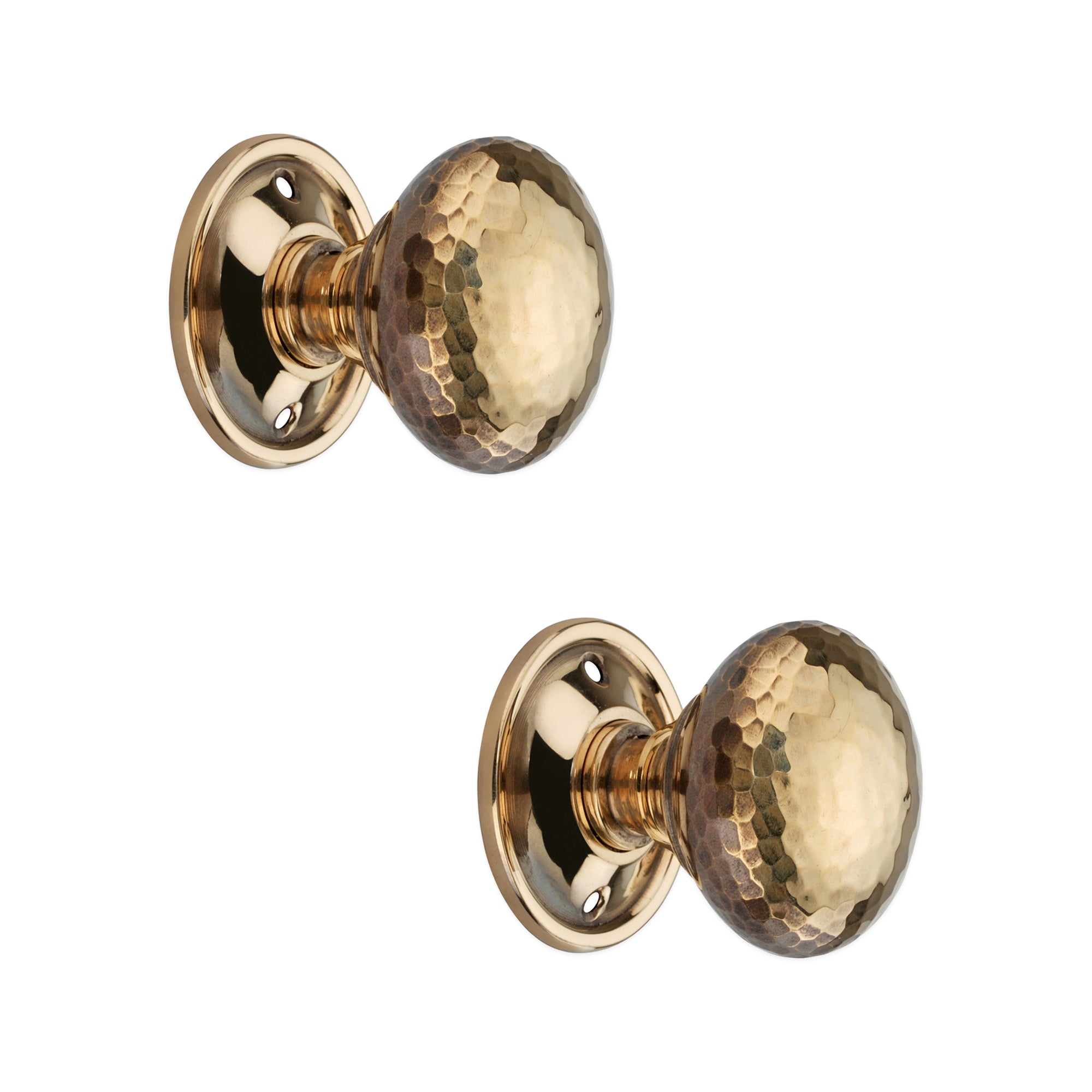Hammered Mushroom Mortice/Rim Door Knob Aged Brass