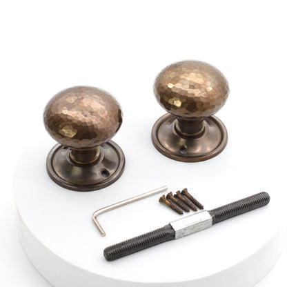 Hammered Mushroom Mortice/Rim Door Knob Antique