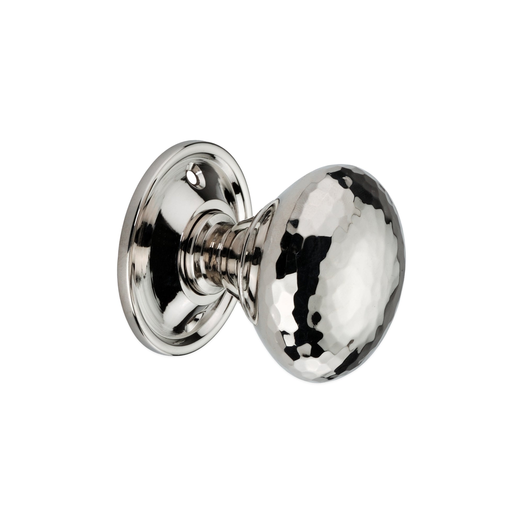 Hammered Mushroom Mortice/Rim Door Knob Polished Nickel