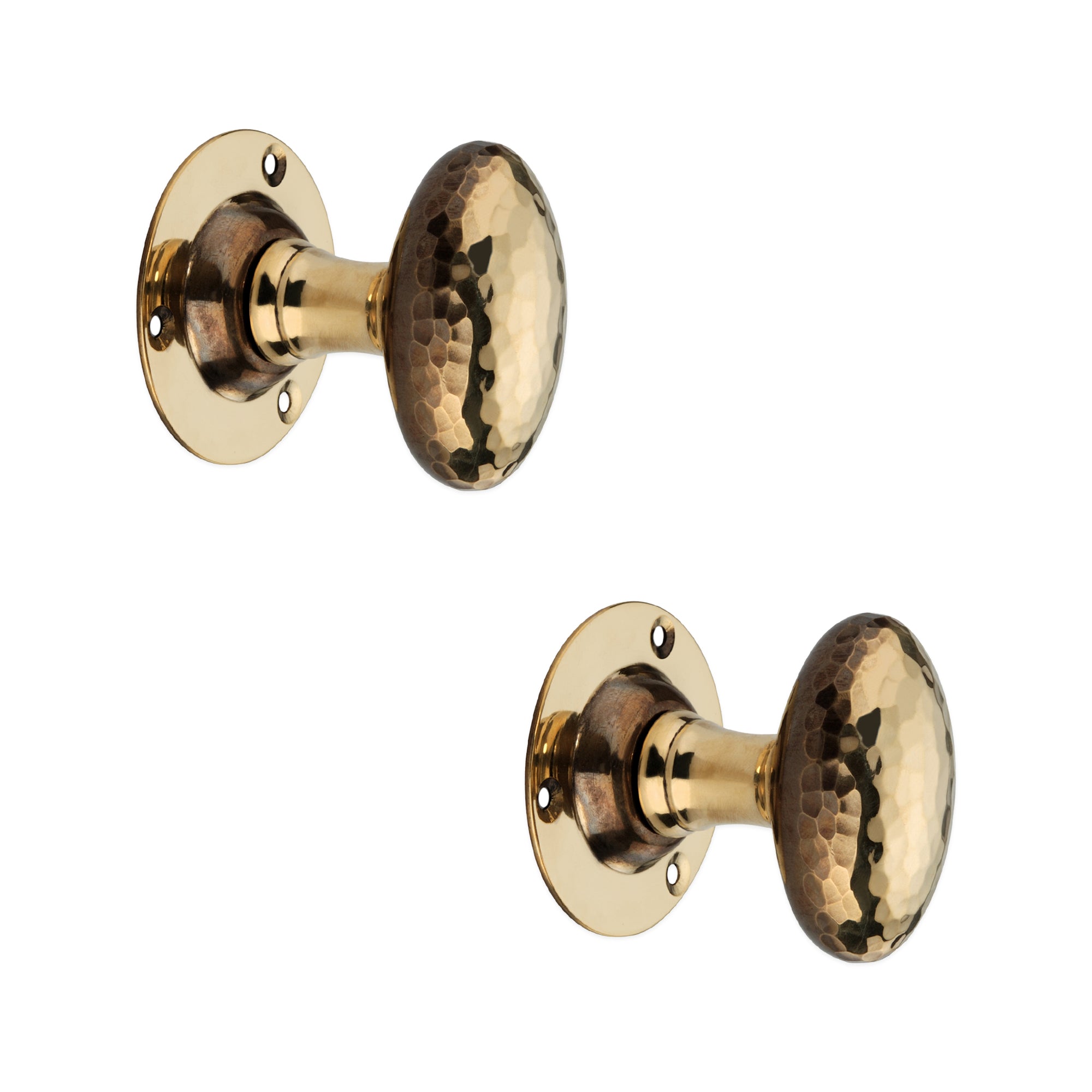 Hammered Oval Mortice Door Knob Aged Brass