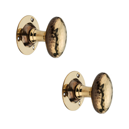 Hammered Oval Mortice Door Knob Aged Brass