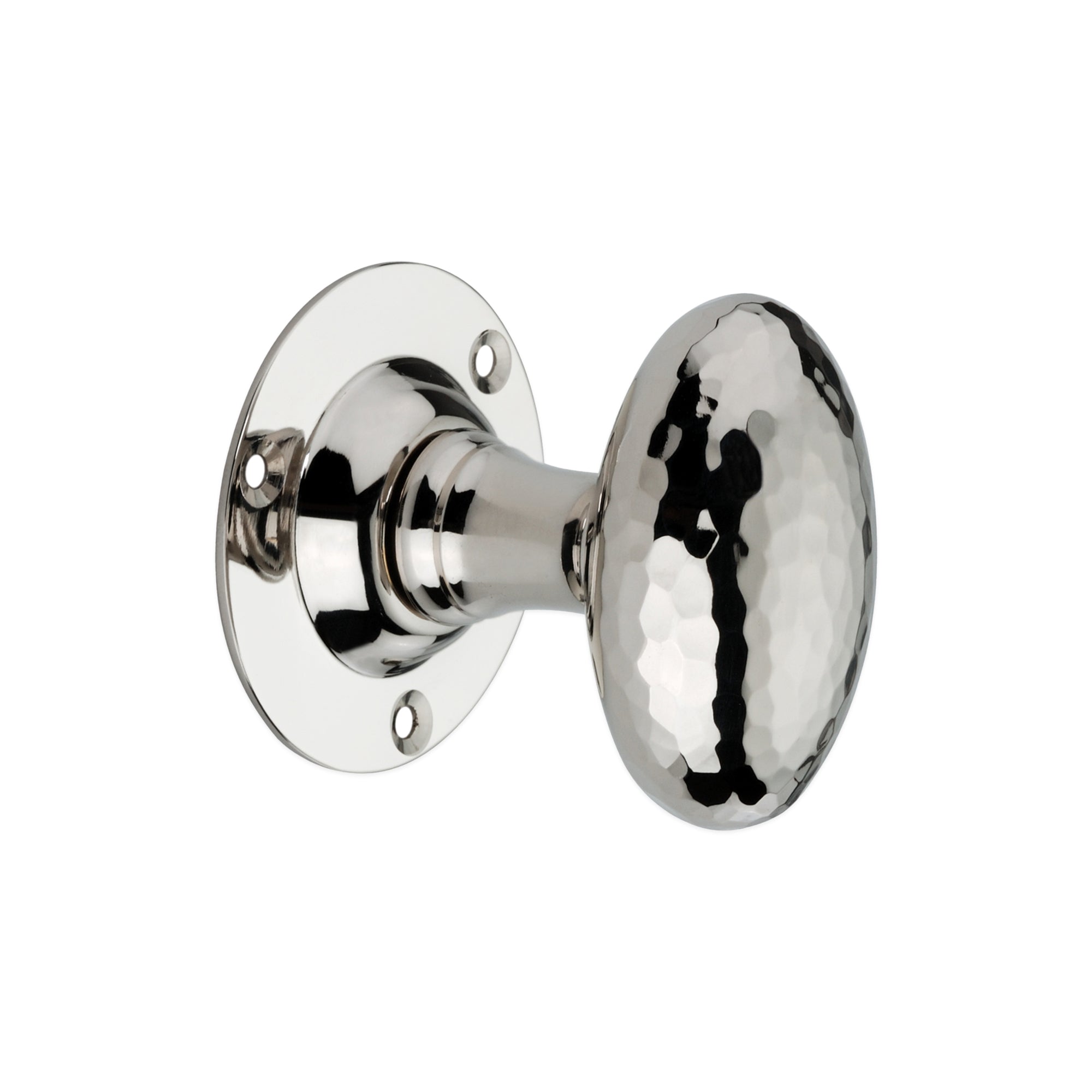 Hammered Oval Mortice Door Knob Polished Nickel