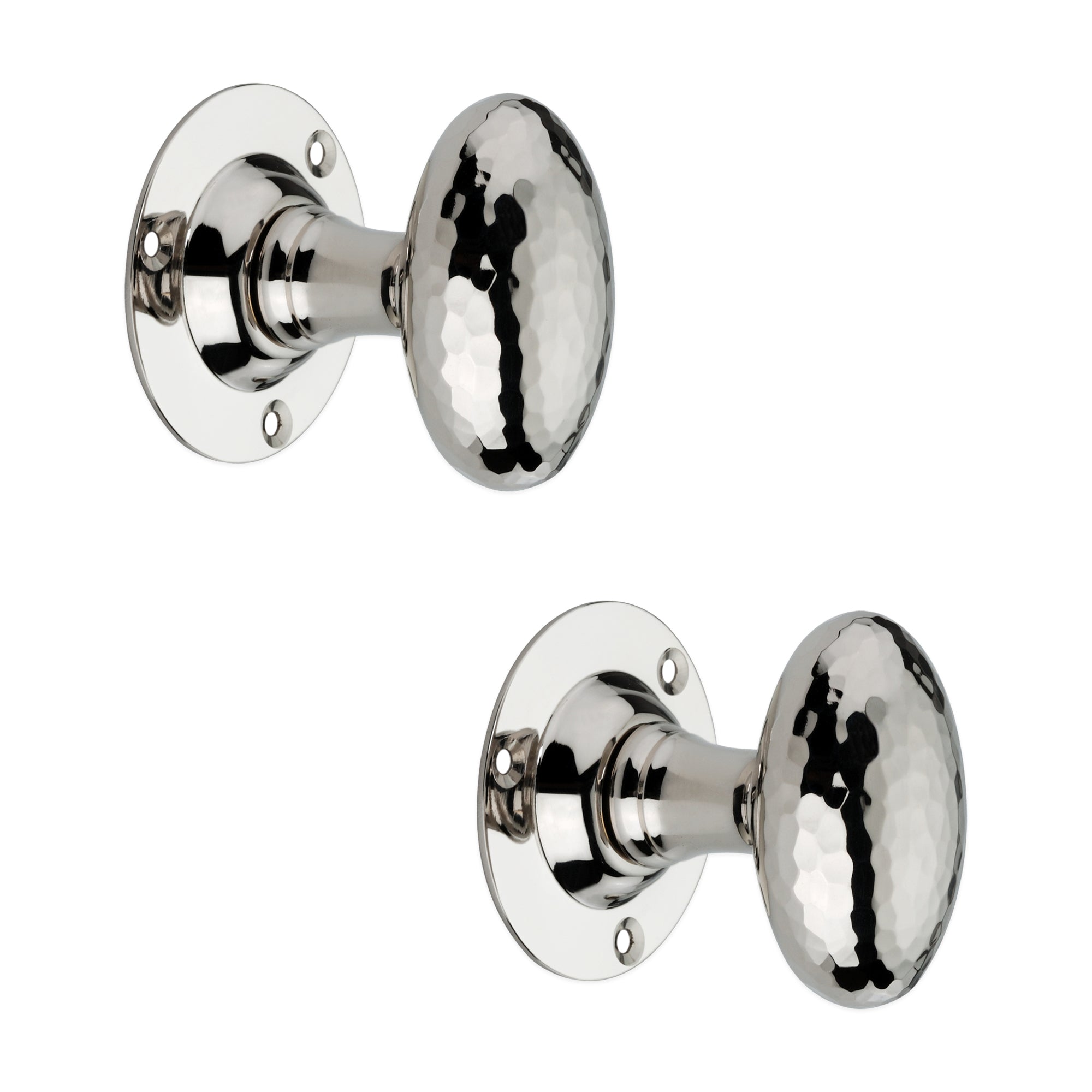 Hammered Oval Mortice Door Knob Polished Nickel