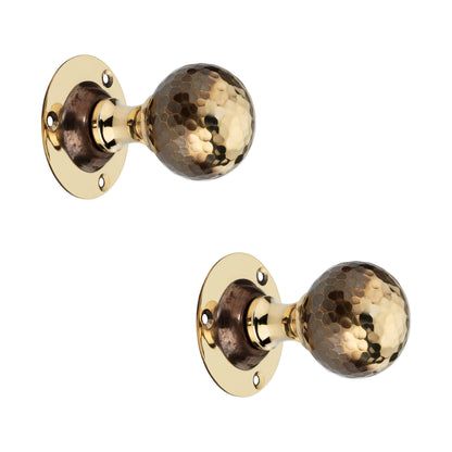 Hammered Ball Mortice Door Knob Aged Brass