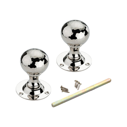 Hammered Ball Mortice Door Knob Polished Nickel