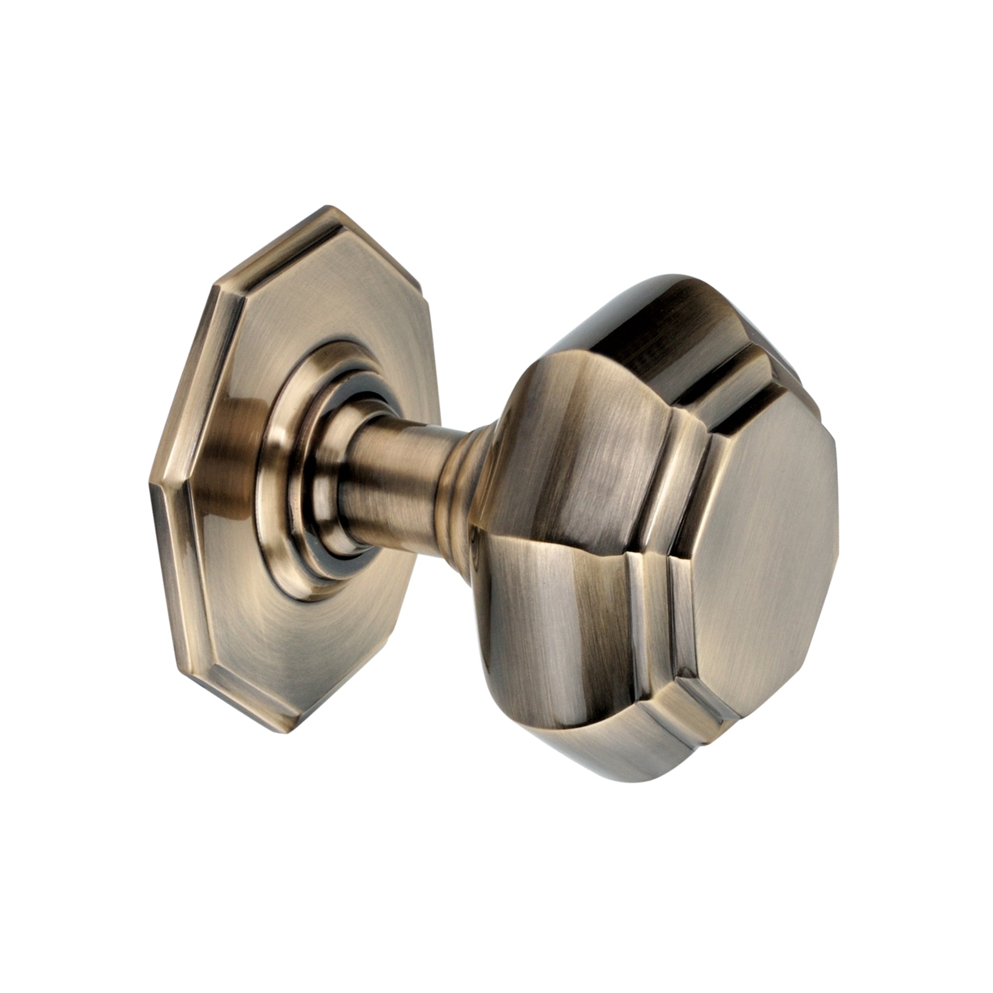 Octagonal Centre Door Knob Antique Brass