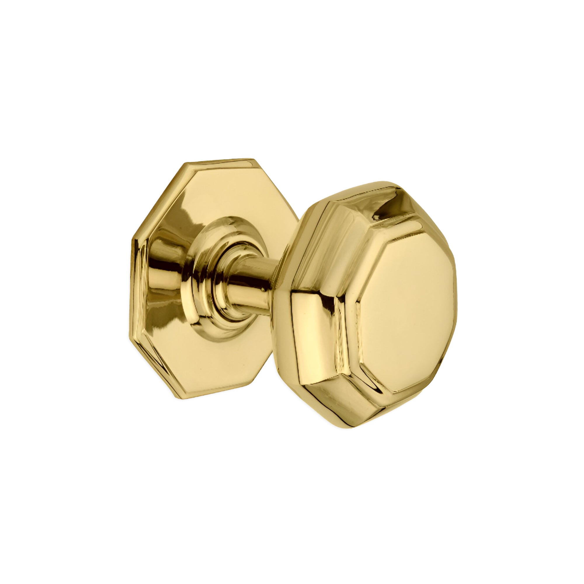 Octagonal Centre Door Knob Polished Brass