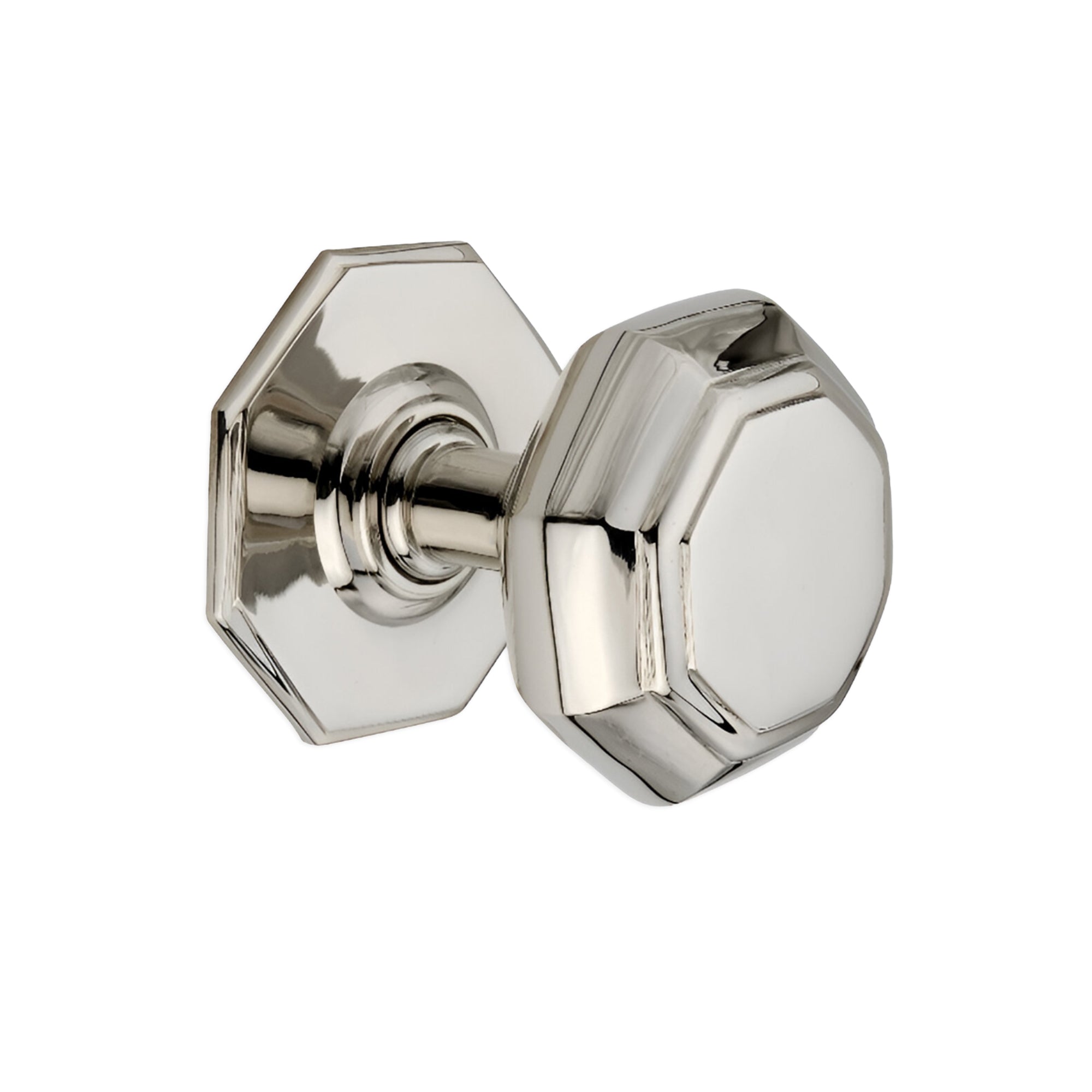 Octagonal Centre Door Knob Polished Nickel