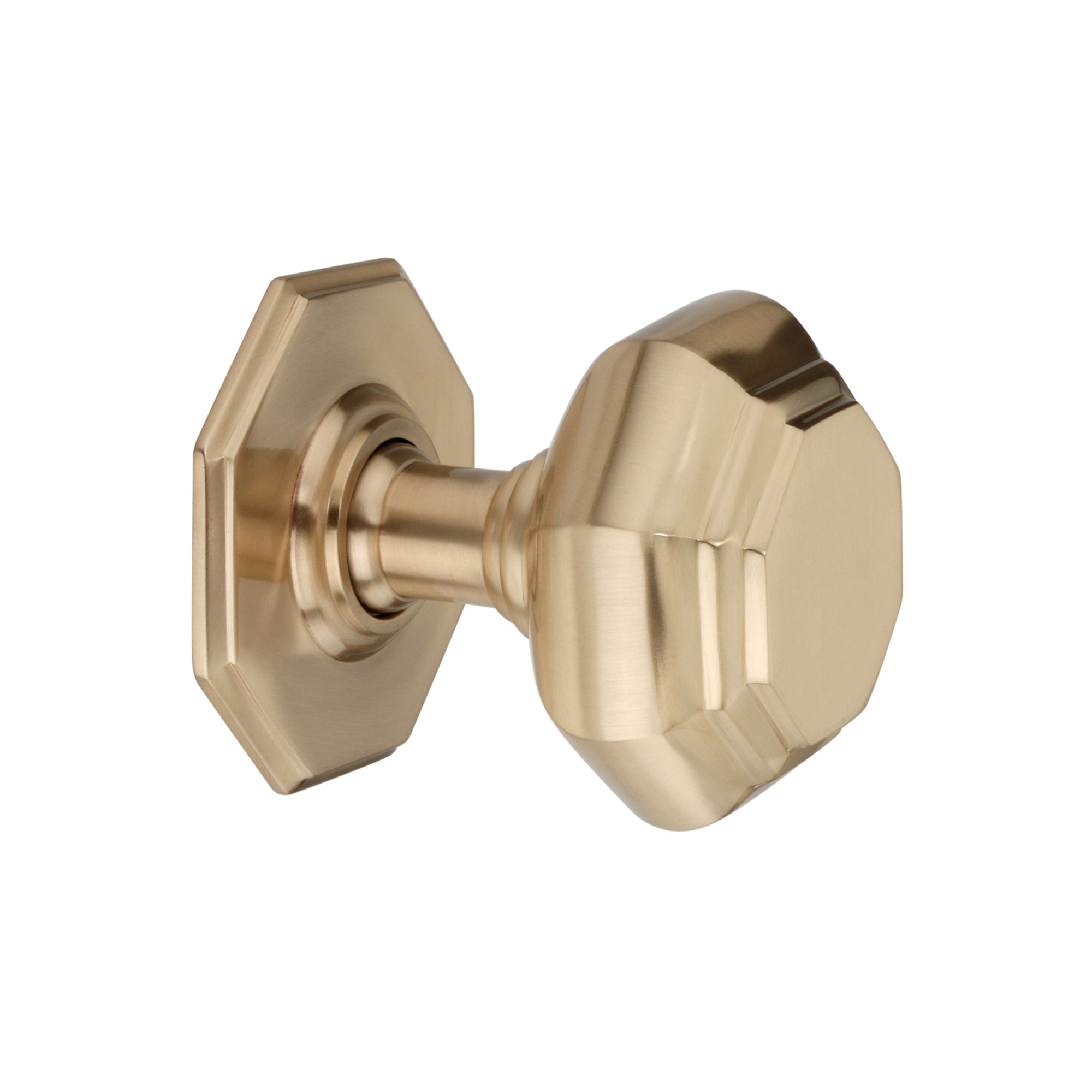 Octagonal Centre Door Knob Satin Brass