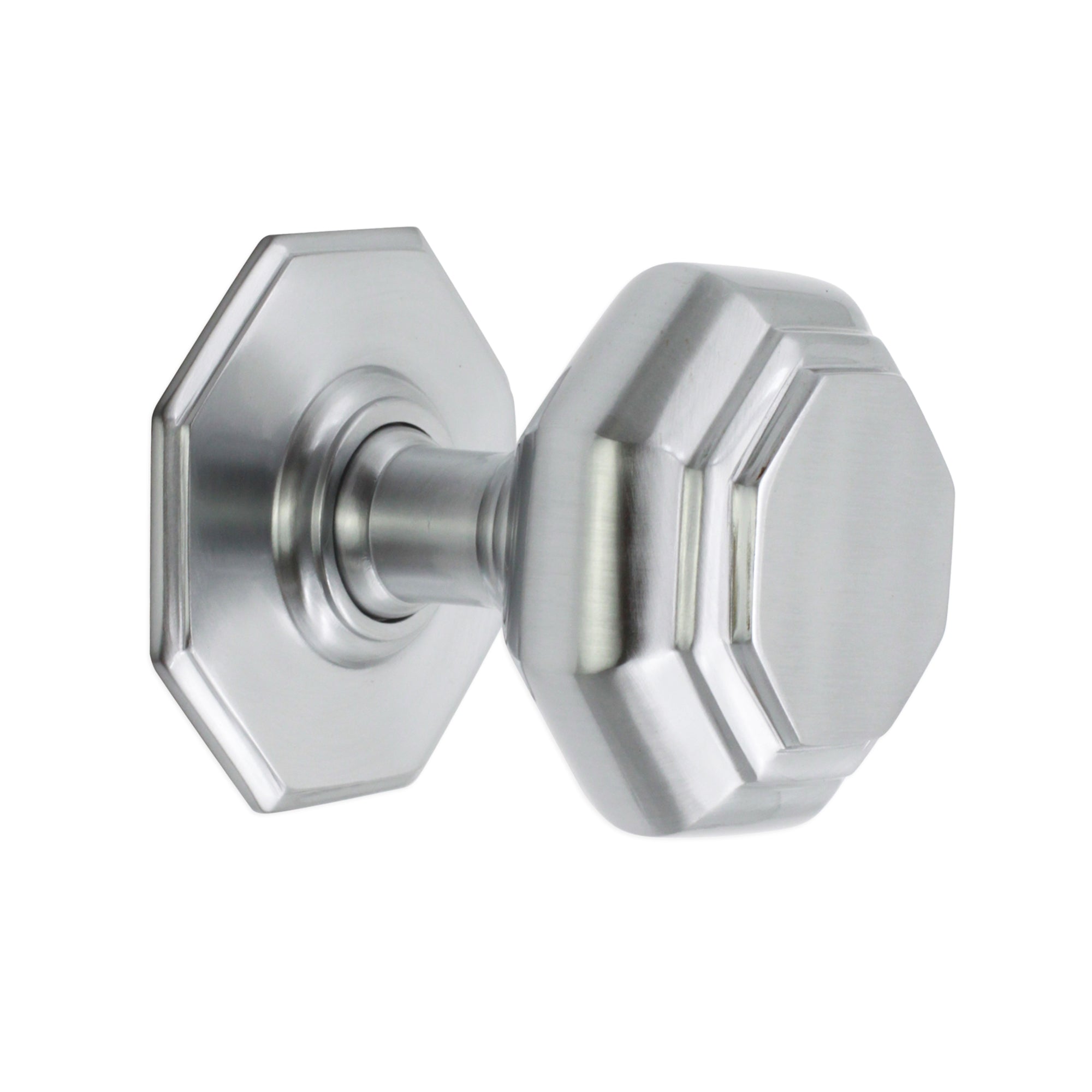 Octagonal Centre Door Knob Satin Chrome