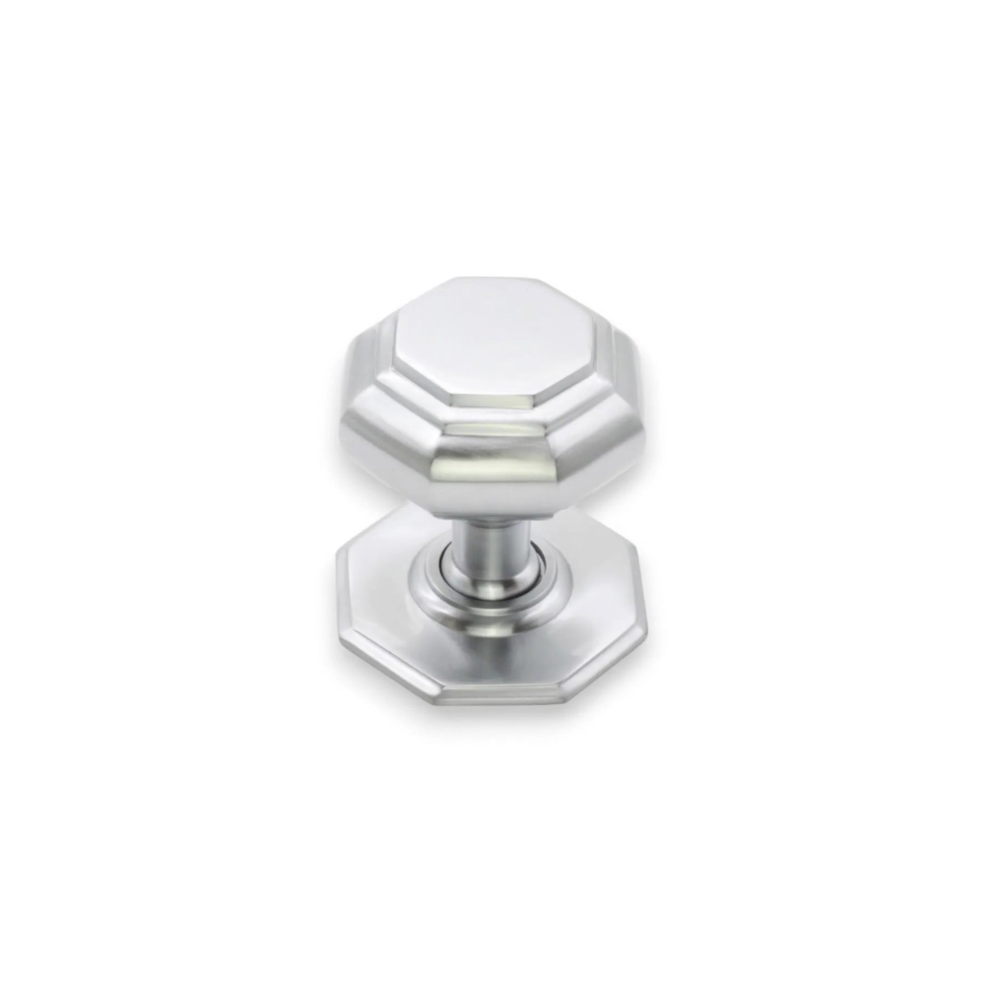 Octagonal Centre Door Knob Satin Chrome