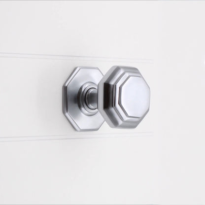 Octagonal Centre Door Knob Satin Chrome