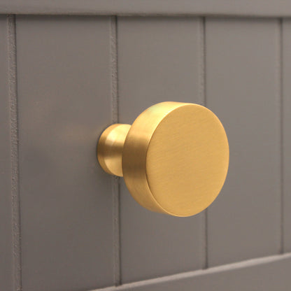 Round Cupboard Knob Satin Brass