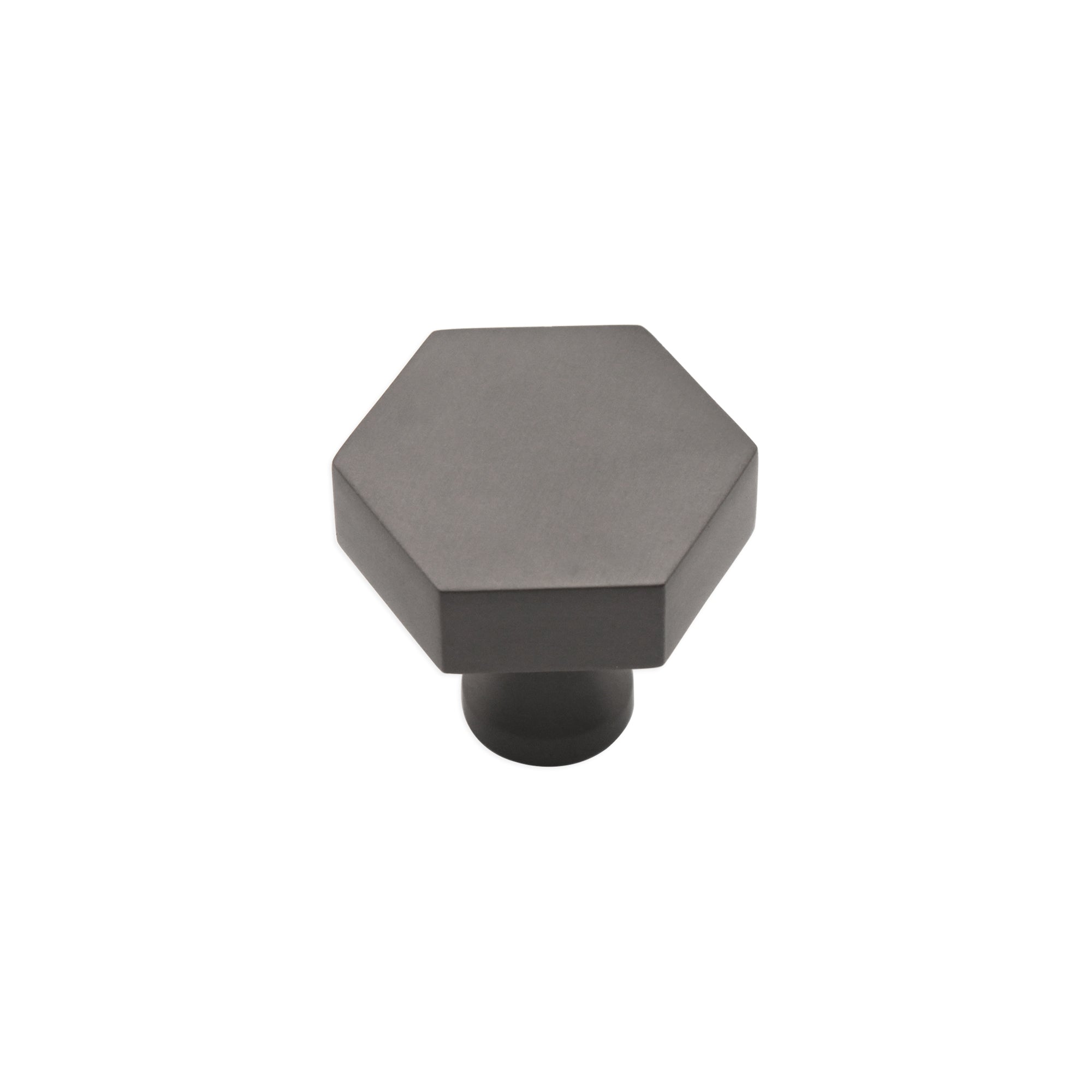 Hexagonal Cupboard Knob Gunmetal Grey