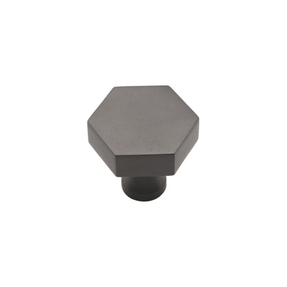 Hexagonal Cupboard Knob Gunmetal Grey