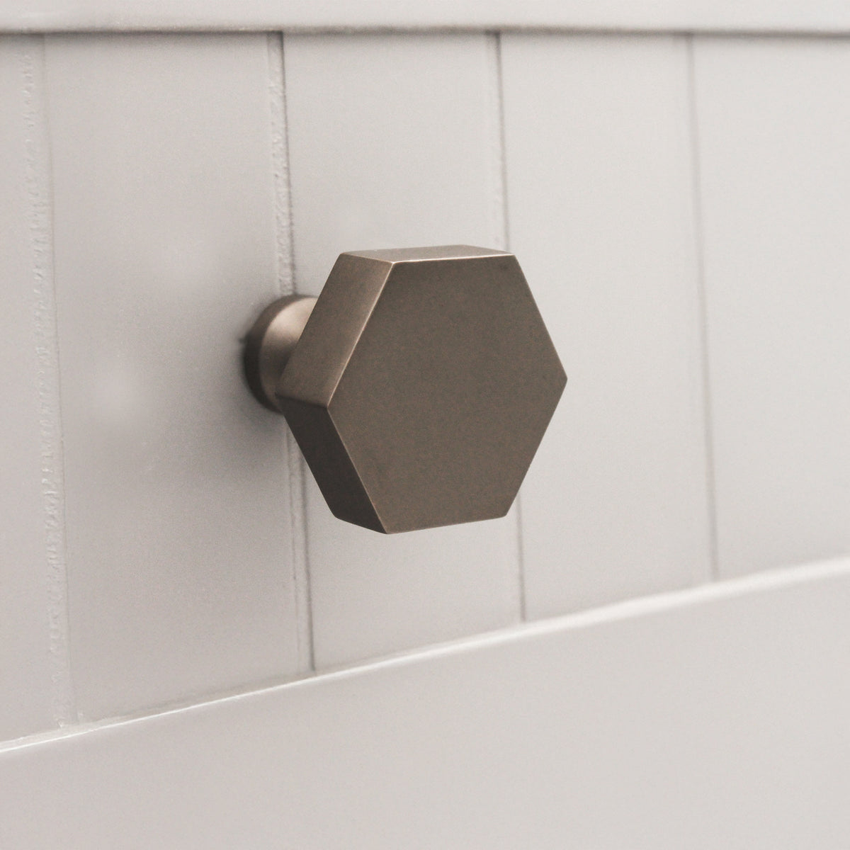 Hexagonal Cupboard Knob Gunmetal Grey