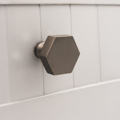 Hexagonal Cupboard Knob Gunmetal Grey