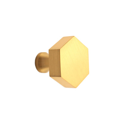 Hexagonal Cupboard Knob Satin Brass