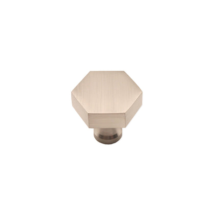 Hexagonal Cupboard Knob Satin Silver