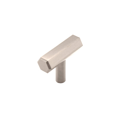 Hexagonal T bar Cupboard Pull Satin Silver