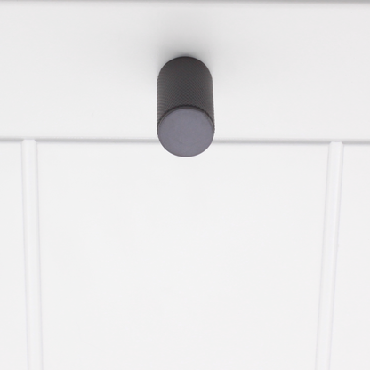 Knurled Cylinder Cupboard Pull Satin Silver