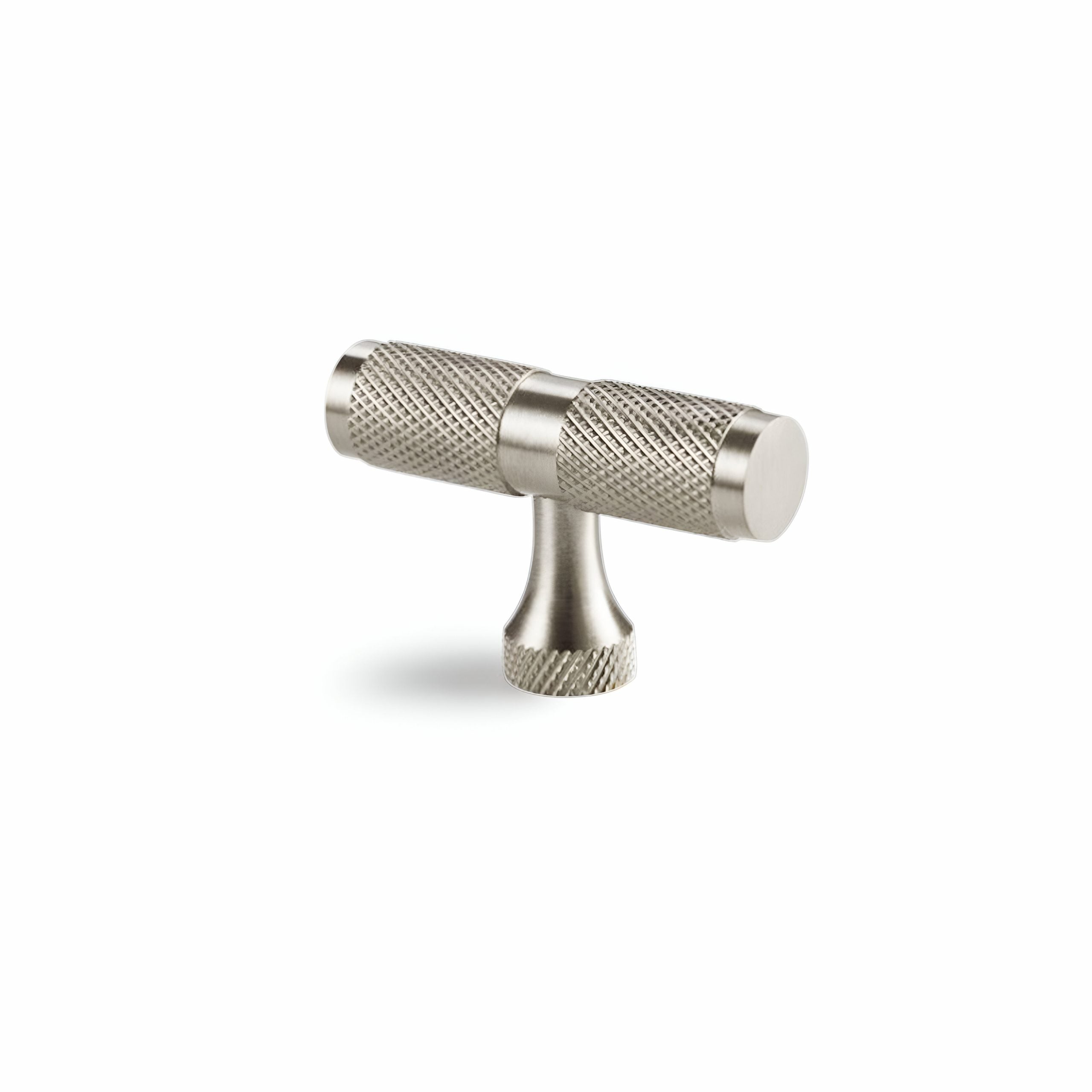 Knurled T bar Cupboard Pull Satin Silver