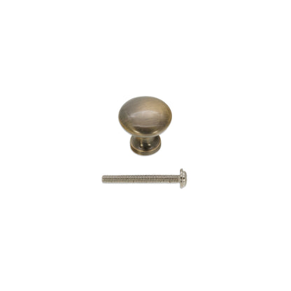 Mushroom 25mm Cupboard Knob Antique Brass