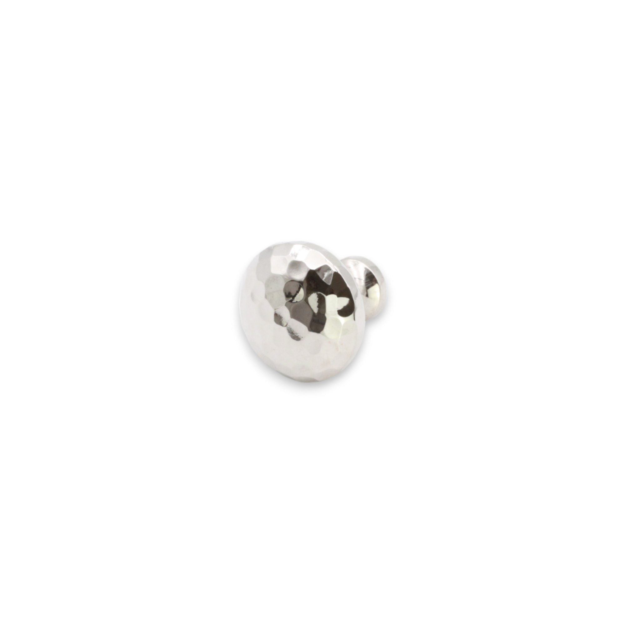 Hammered Mushroom 32mm Cupboard Knob Polished Nickel