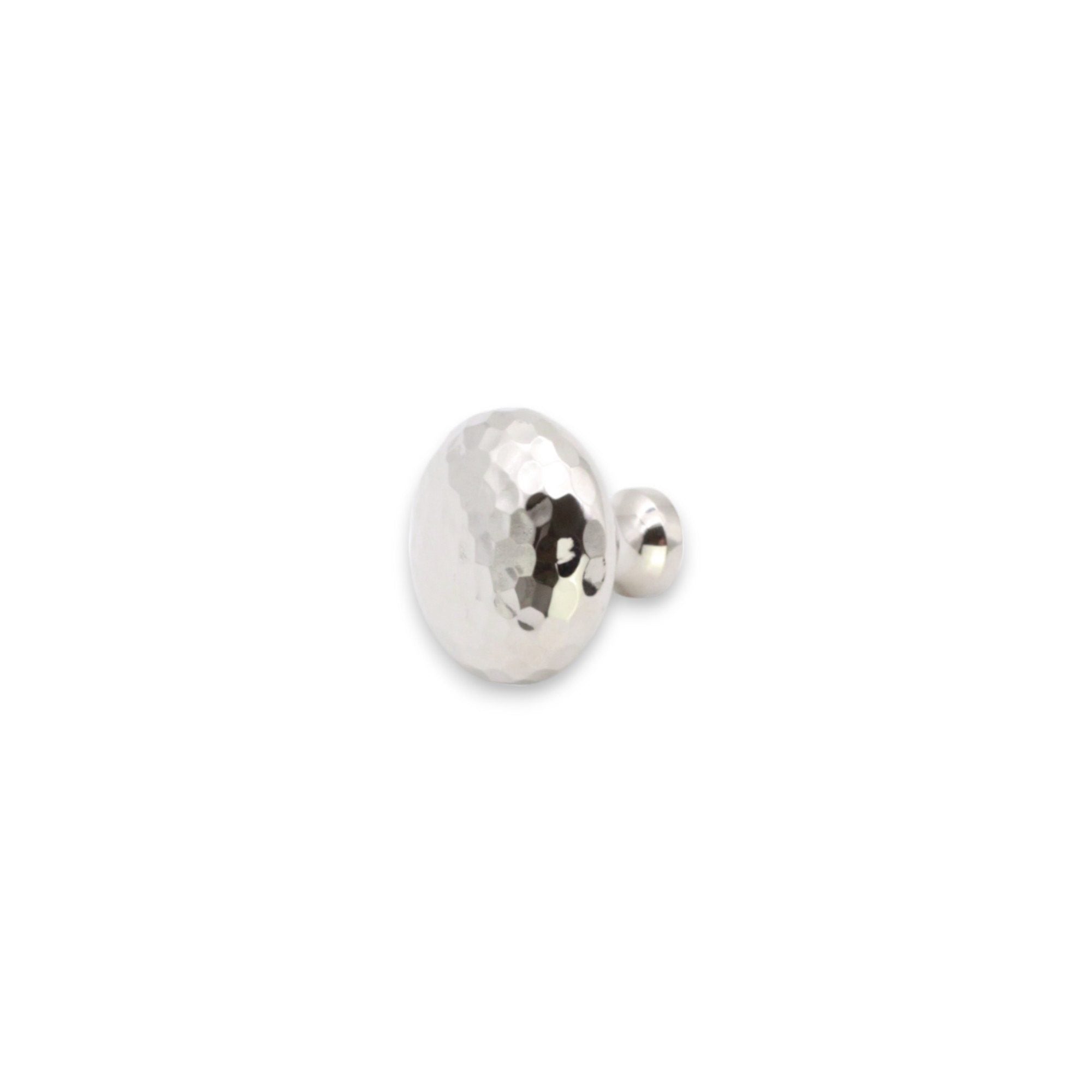Hammered Mushroom 38mm Cupboard Knob Polished Nickel