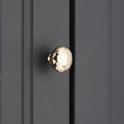 Hammered Mushroom 38mm Cupboard Knob Polished Nickel