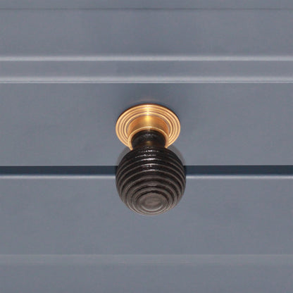 Ebonised Preston Large Cupboard Knob Aged Brass
