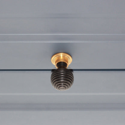 Ebonised Preston Small Cupboard Knob Aged Brass