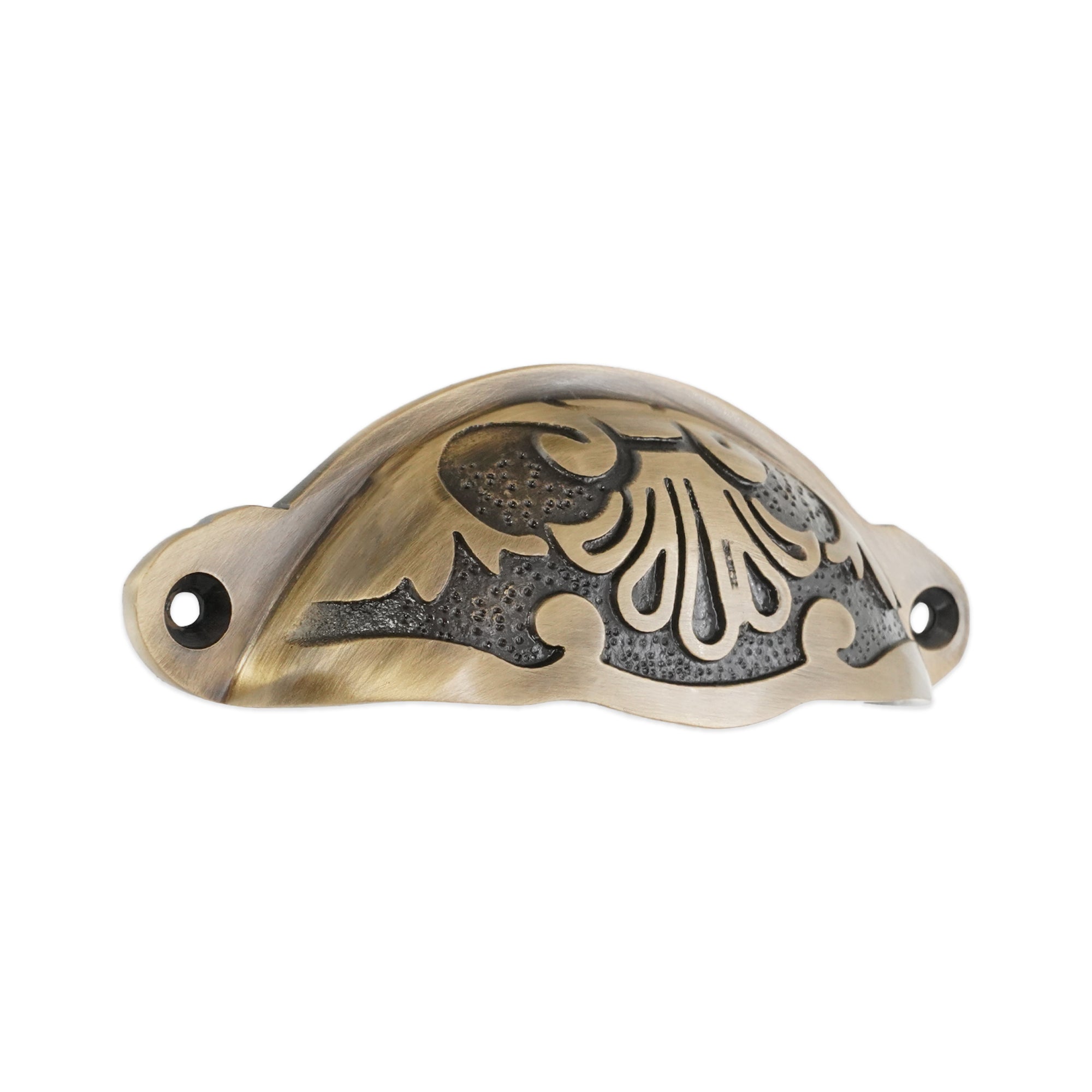 Floral Cup Pull Antique Brass