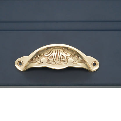 Floral Cup Pull Polished Brass