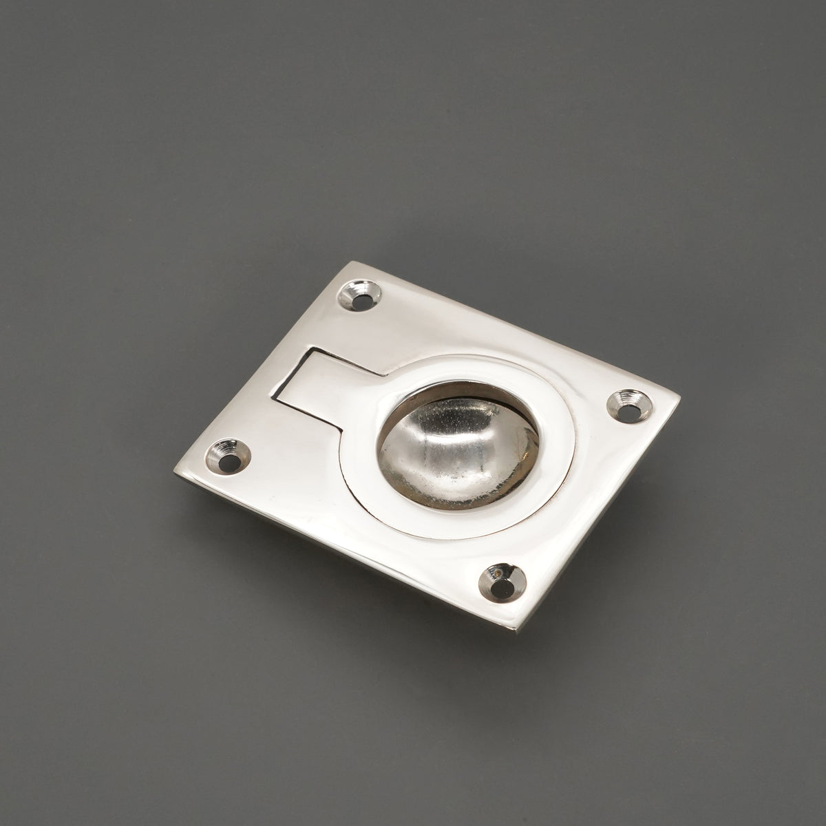 Ring Pull Square Flush Polished Nickel
